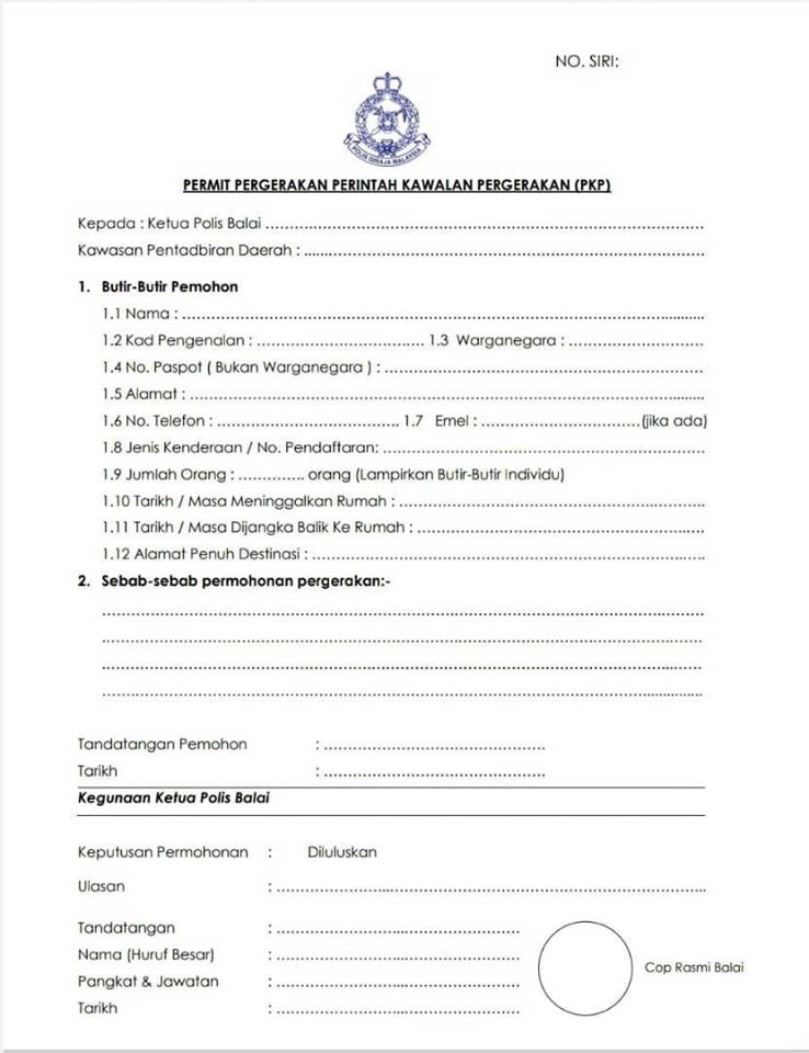 borang gerak malaysia